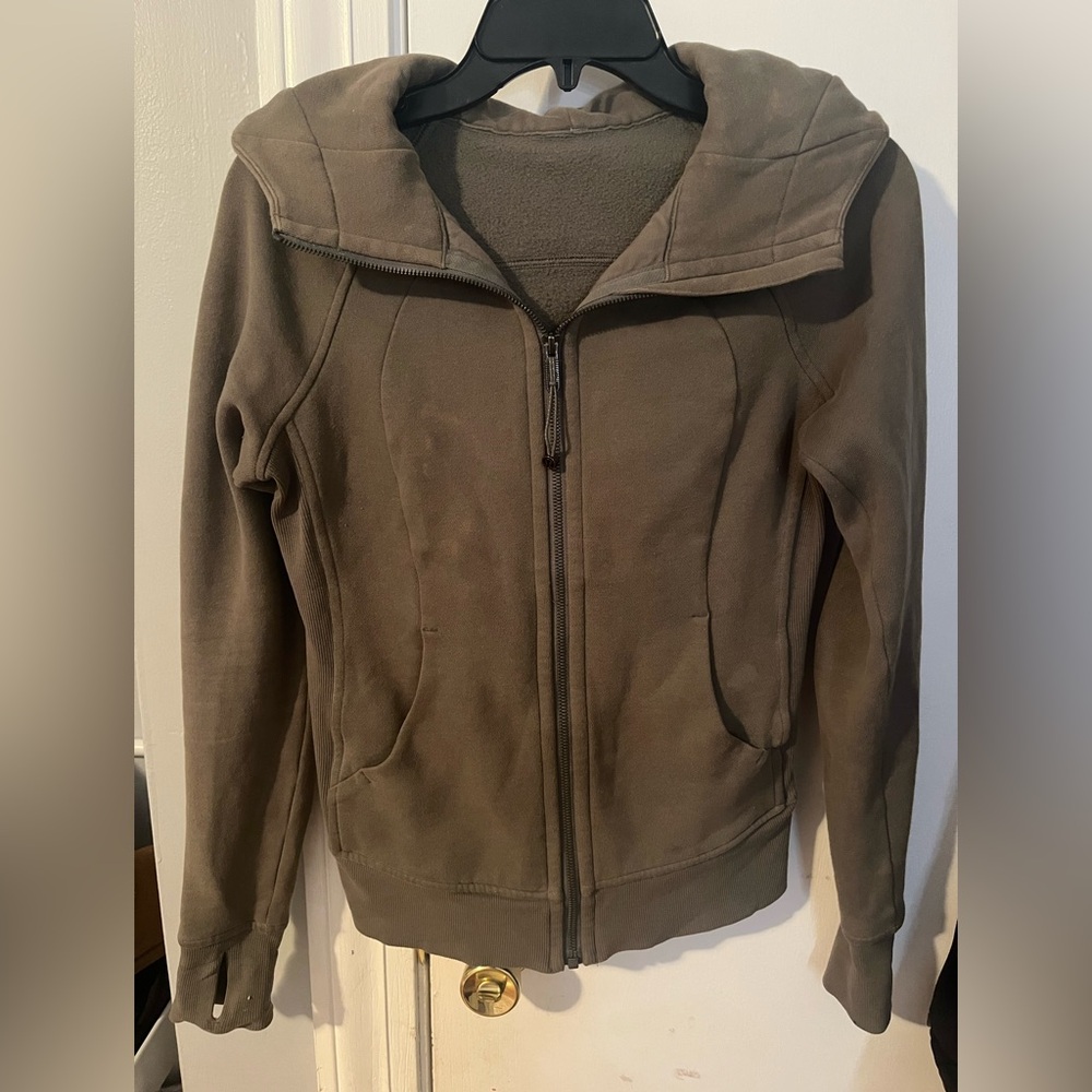 lulu olive green scuba zip-up